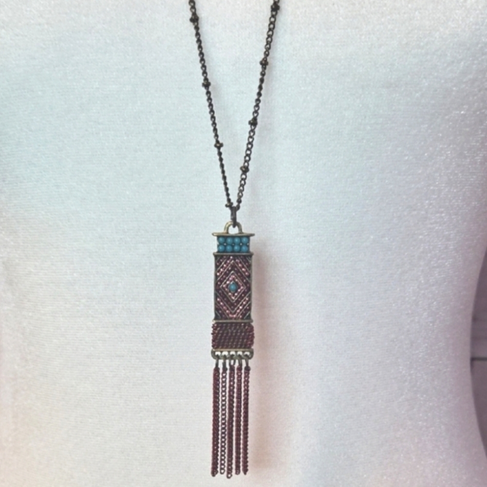 Plunder Pink and Black Tassel Necklace
